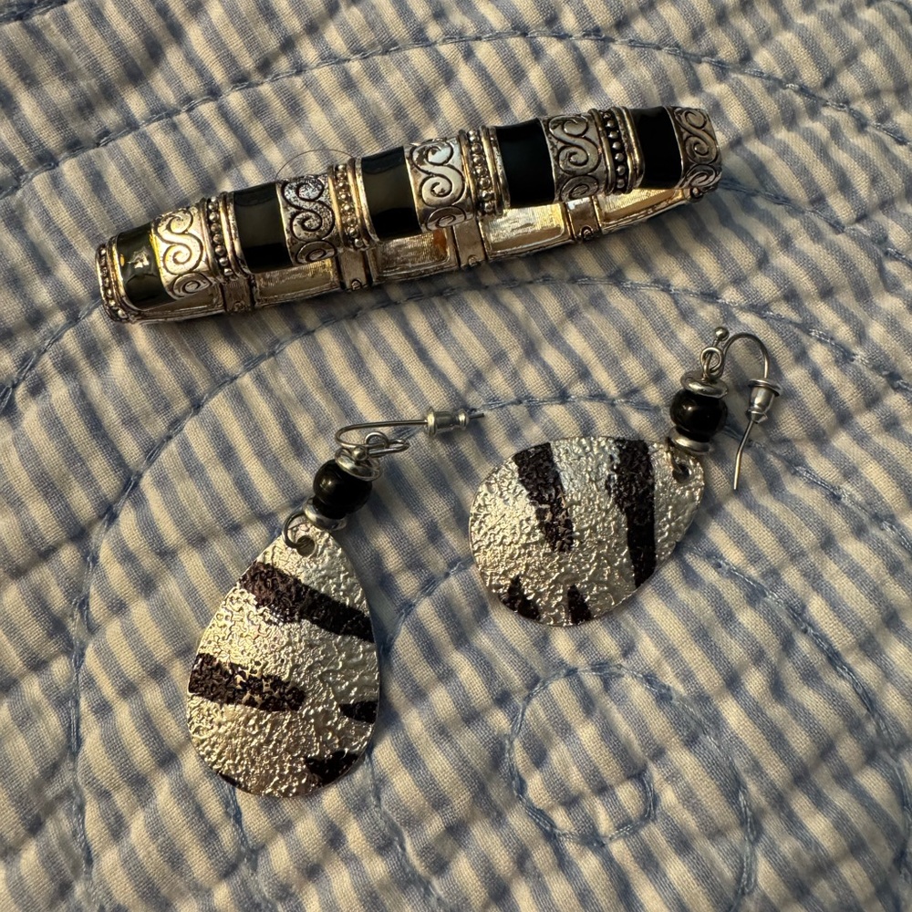 Silver and Black Jewelry Set